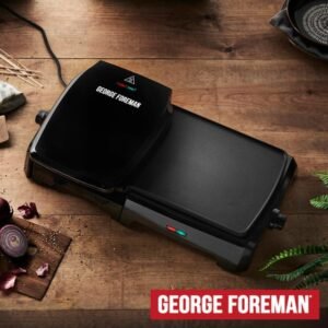 George Foreman Large Electric Grill & Griddle – Dual Cooking Plates with Independent Temperature Controls, Non-Stick Surface